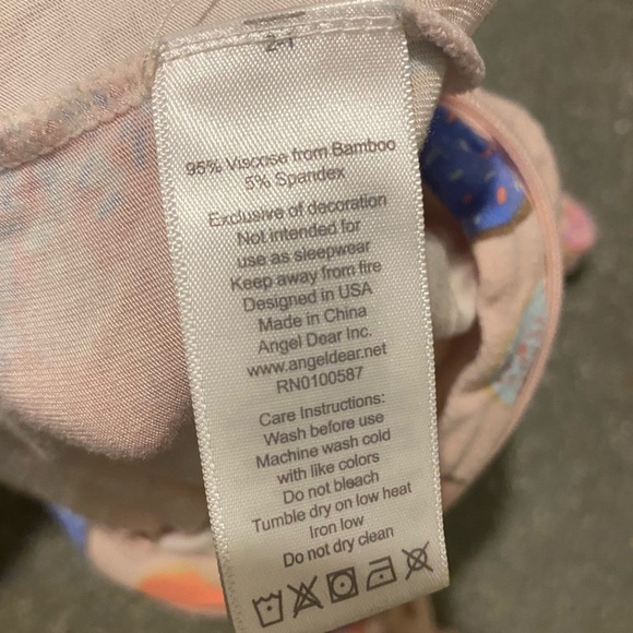 Angel Dear Girls 0-3 months Donut Zippered Footie Pajama Bamboo Pink Ruffle‎ - Picture 4 of 6